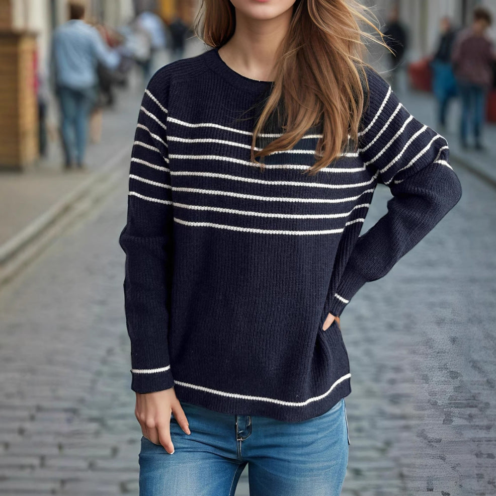 Pull décontracté pour femmes avec un motif rayé moderne et une coupe ample Chic und Stil