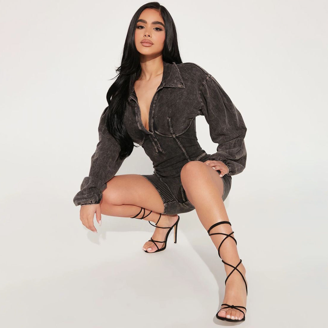 Dames Combinaison stylée avec manches bouffantes modernes Chic und Stil