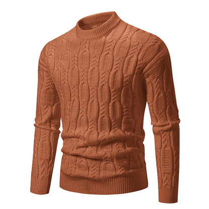 Chunky knit pullover for men with a modern cable pattern and a round neck Chic and Style