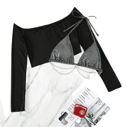 T-shirt court pour dames et ensemble bikini avec détails en volants et accents en chaîne Chic und Stil