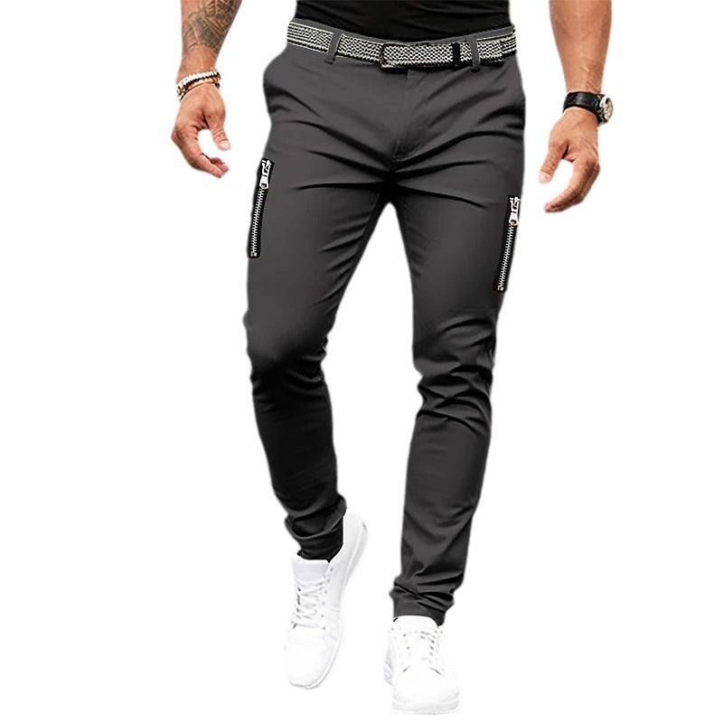 Trendy Slim-Fit Pants for Men with Zippered Pockets Chic and Style