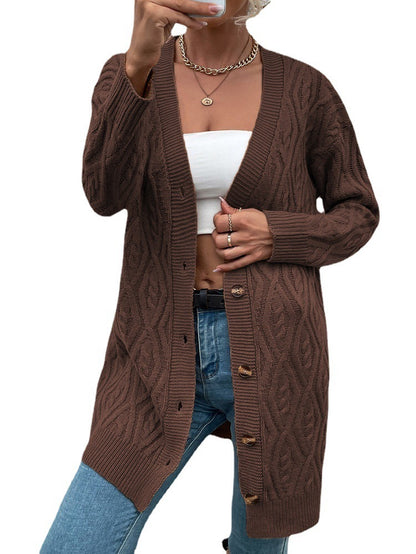 Dames Gros Tricot Cardigan avec design ouvert et boutons pratiques Chic und Stil