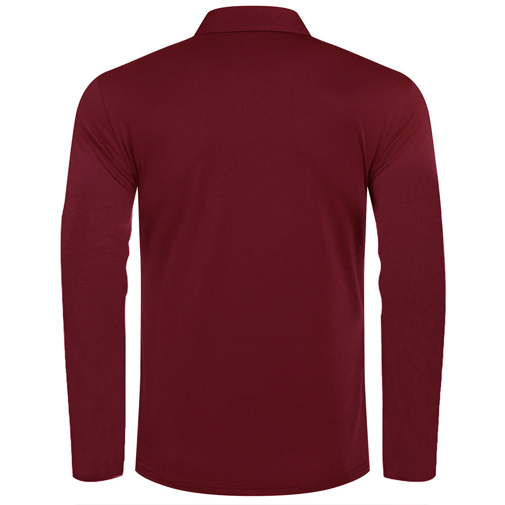 Long Sleeve Polo for Men in Breathable Material Chic und Stil