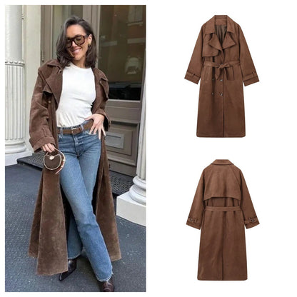Dames élégant Trench-coat en Suède Chic und Stil