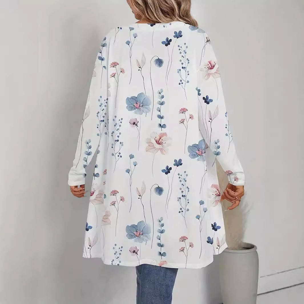 Dame cardigan à motif floral avec coupe ample Chic und Stil