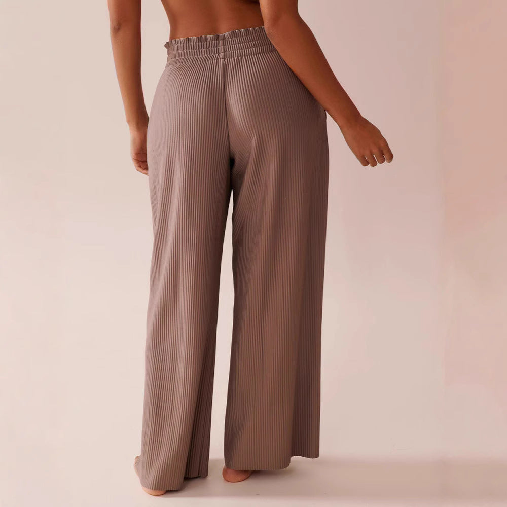 Casual pleated pants for women with elastic waistband and side pockets Chic and Style