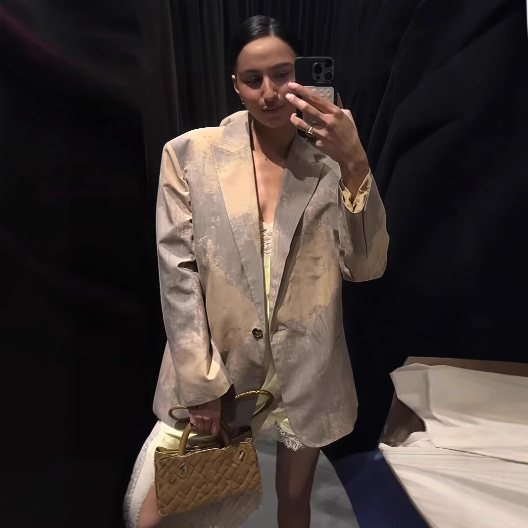 Dames Blazer Oversized avec un dégradé de couleurs artistique Chic und Stil