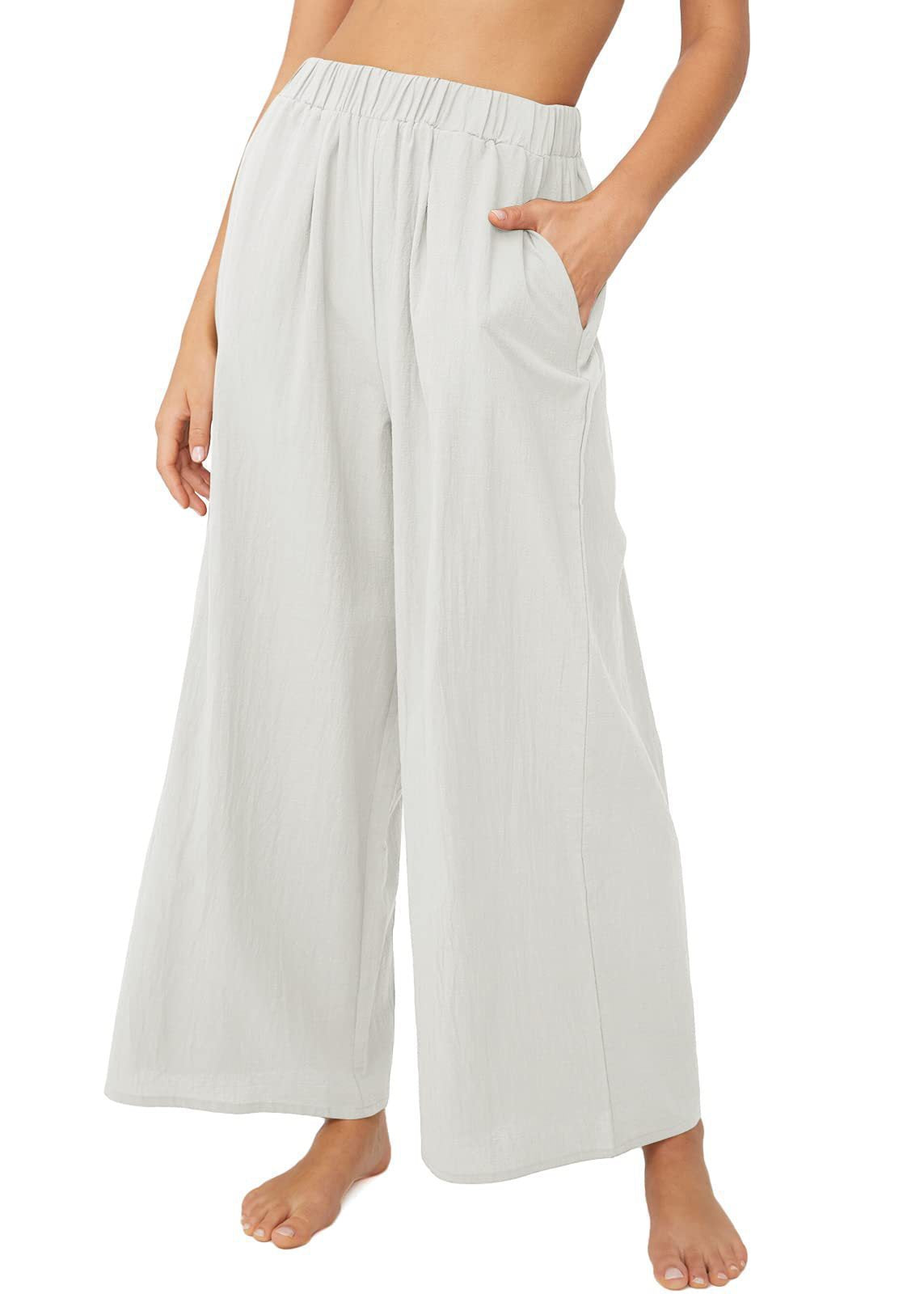 Pantalon d'été pour femmes, ample, avec taille élastique et poches latérales pratiques Chic und Stil