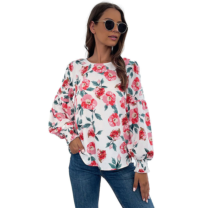 Chemisier femme avec des motifs floraux et des manches volumineuses Chic und Stil