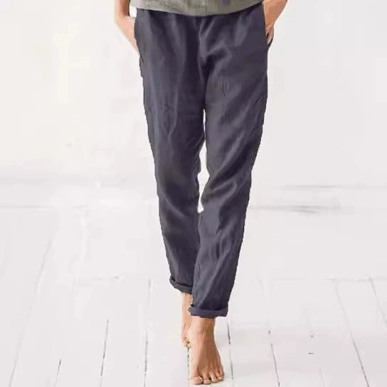 Casual linen pants for women with elastic waist and handy pockets Chic and Style