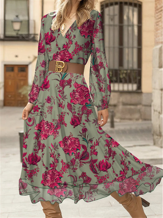 Robe maxi femme avec motif floral et manches volumineuses Chic und Stil