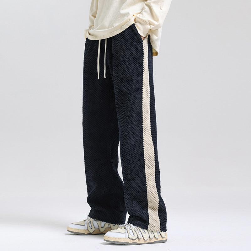 Comfortable leisure pants for ladies with textured fabric and chic side stripes