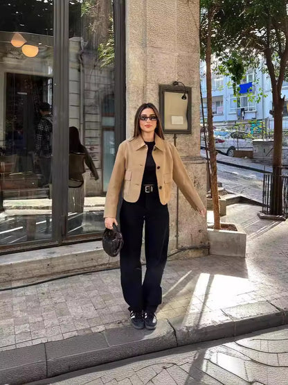 Women Slim Suede Jacket Chic and Style