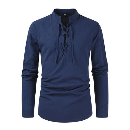 Chemise à manches longues décontractée pour hommes avec fermeture à lacets Chic und Stil