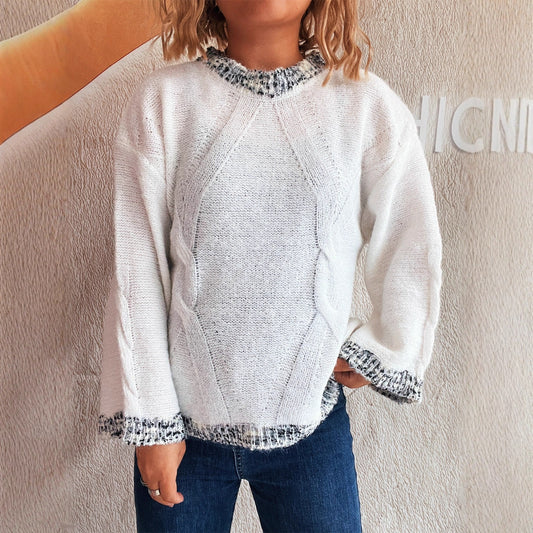 Pull femme en grosse maille avec design de tresses texturé et coupe ample Chic und Stil