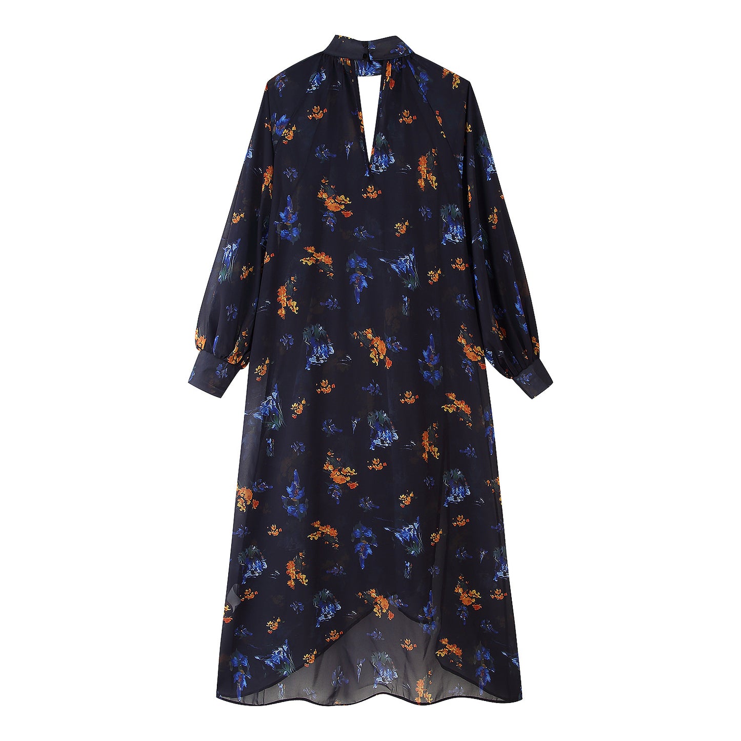 Robe maxi pour femme avec col montant élégant et design floral imprimé Chic und Stil