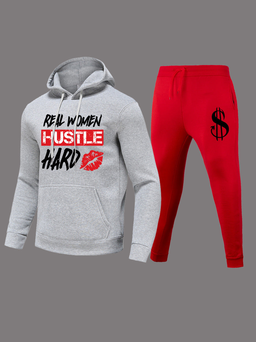 Hoodie and sweatpants set for women with motivational inscription Chic und Stil