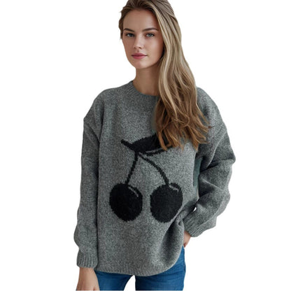 Pull femme avec motif cerise ludique et tricot doux Chic und Stil