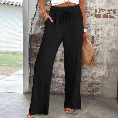 Wide ribbed knit pants for women with elastic waistband Chic und Stil