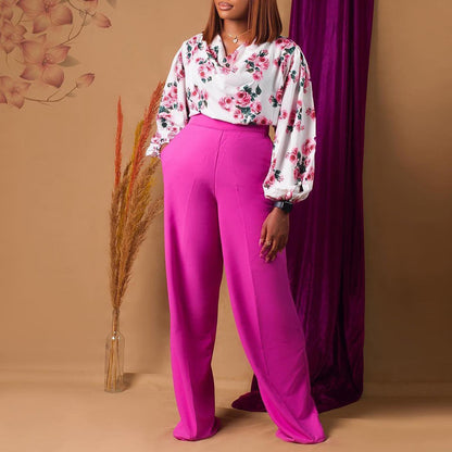 Combinaison pour femmes avec haut floral et pantalons larges Chic und Stil