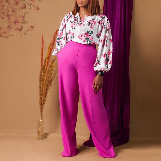 Combinaison pour femmes avec haut floral et pantalons larges Chic und Stil