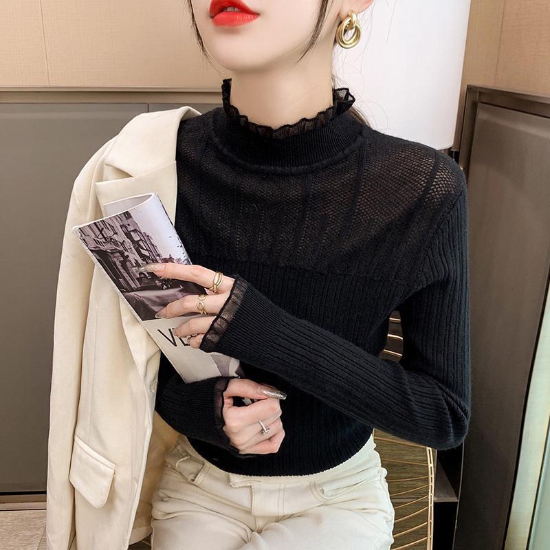 Pull en tricot à la mode pour femmes avec structure côtelée et col accrocheur Chic und Stil