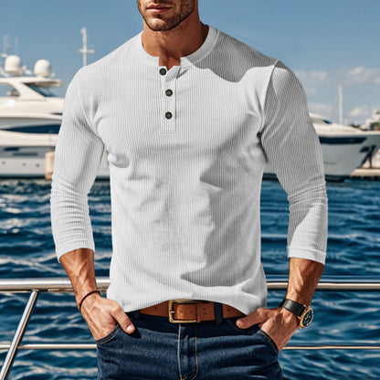 Chemise à manches longues pour hommes avec patte de boutonnage confortable et design texturé Chic und Stil