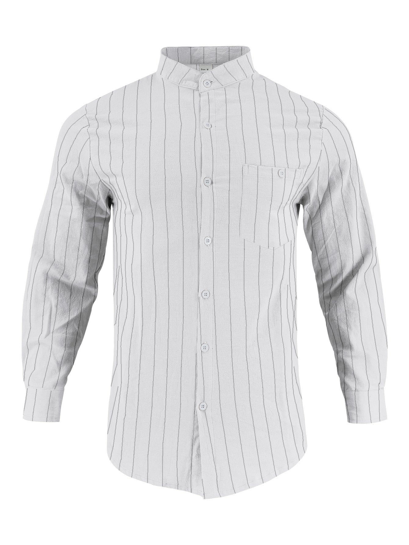 Chemise à manches longues pour hommes avec col montant moderne et motif à rayures fines Chic und Stil