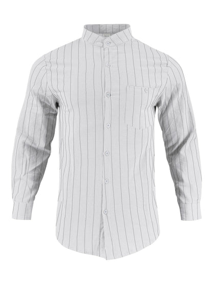 Chemise à manches longues pour hommes avec col montant moderne et motif à rayures fines Chic und Stil