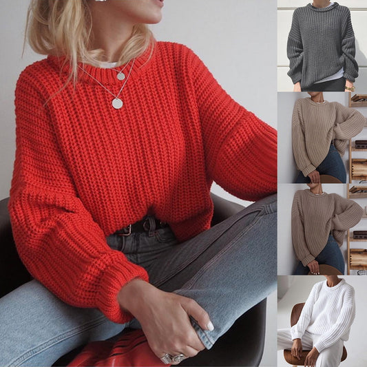 Dames Grand pull en tricot à coupe décontractée et col large Chic und Stil