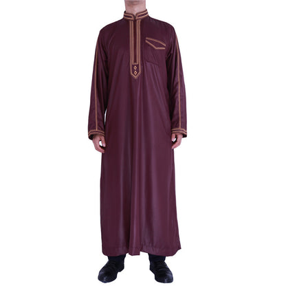 Homme robe longue traditionnelle avec broderie décorative et élégante patte de boutonnage Chic und Stil