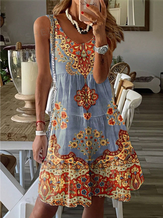 Robe d'été pour femme avec imprimé floral et coupe fluide Chic und Stil