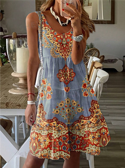 Robe d'été pour femme avec imprimé floral et coupe fluide Chic und Stil
