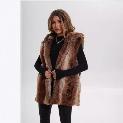 Dames Design de gilet en polaire avec capuche Chic und Stil