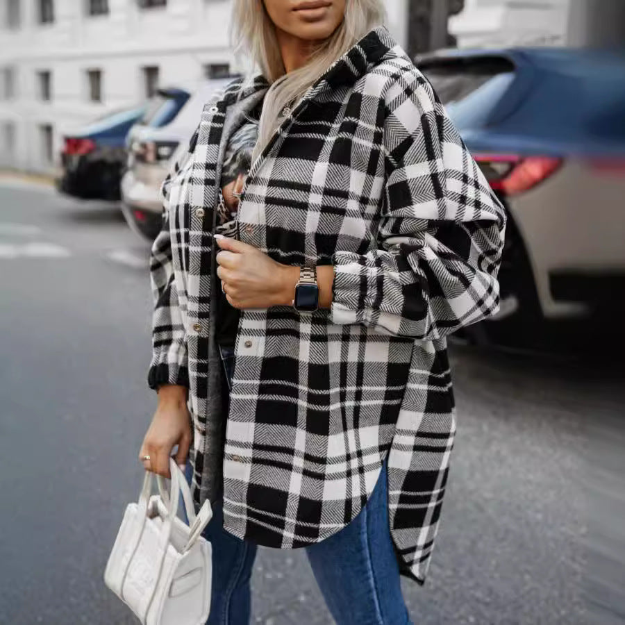 Robe chemise oversize femme avec un motif à carreaux moderne Chic und Stil