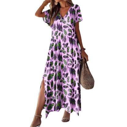 Robe maxi femme avec élégant décolleté en V et fentes latérales Chic und Stil
