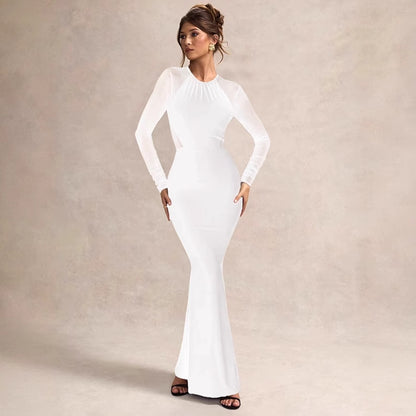 Robe longue élégante pour femme en bodycon avec des manches transparentes et une coupe raffinée Chic und Stil