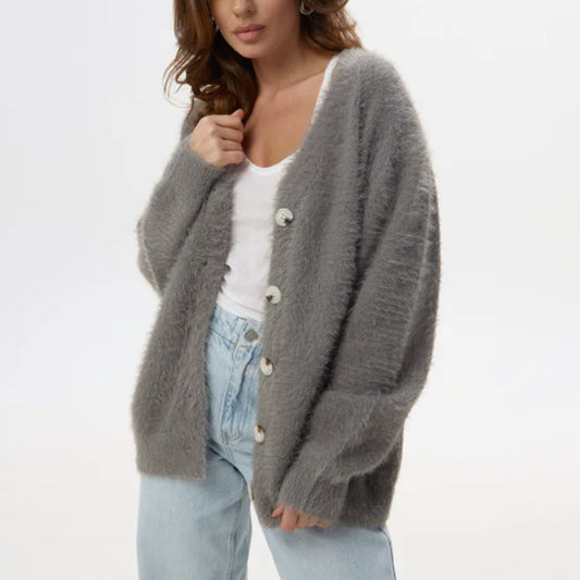 Dames Pull en laine douce avec boutons en perles et coupe décontractée Chic und Stil