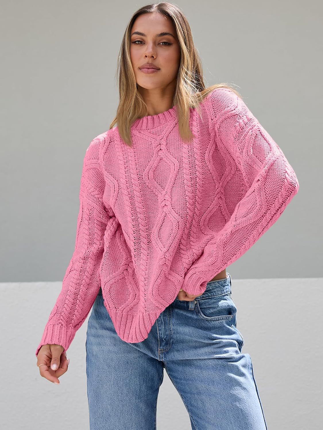 Pull en tricots épais pour femmes avec motif ondulé et coupe ample Chic und Stil