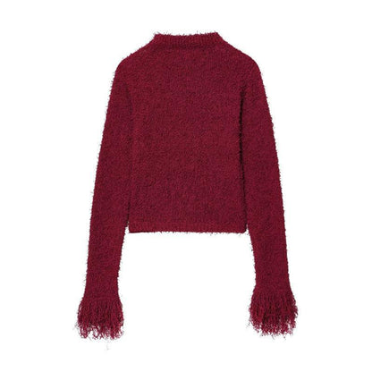 Ladies Cozy Knit Sweater with Eye-Catching Sleeves Chic and Style