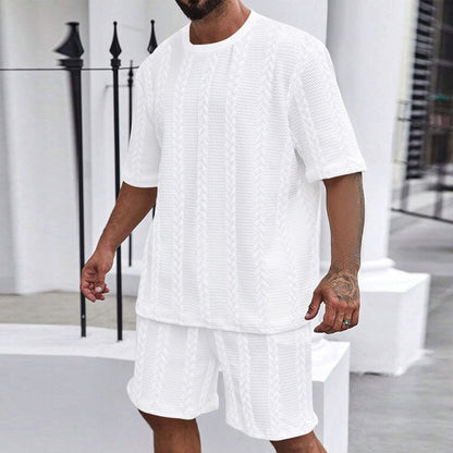 Hommes ensemble en tricot confortable avec haut court et shorts Chic und Stil