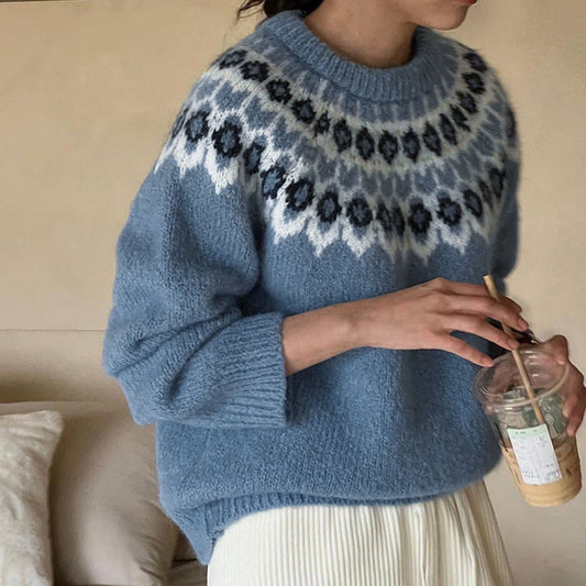 Pull en maille pour femmes avec motif norvégien traditionnel Chic und Stil