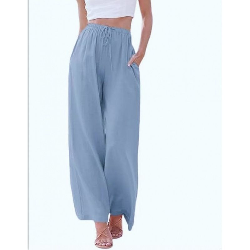 Wide palazzo pants for women with elastic waistband and side pockets Chic und Stil
