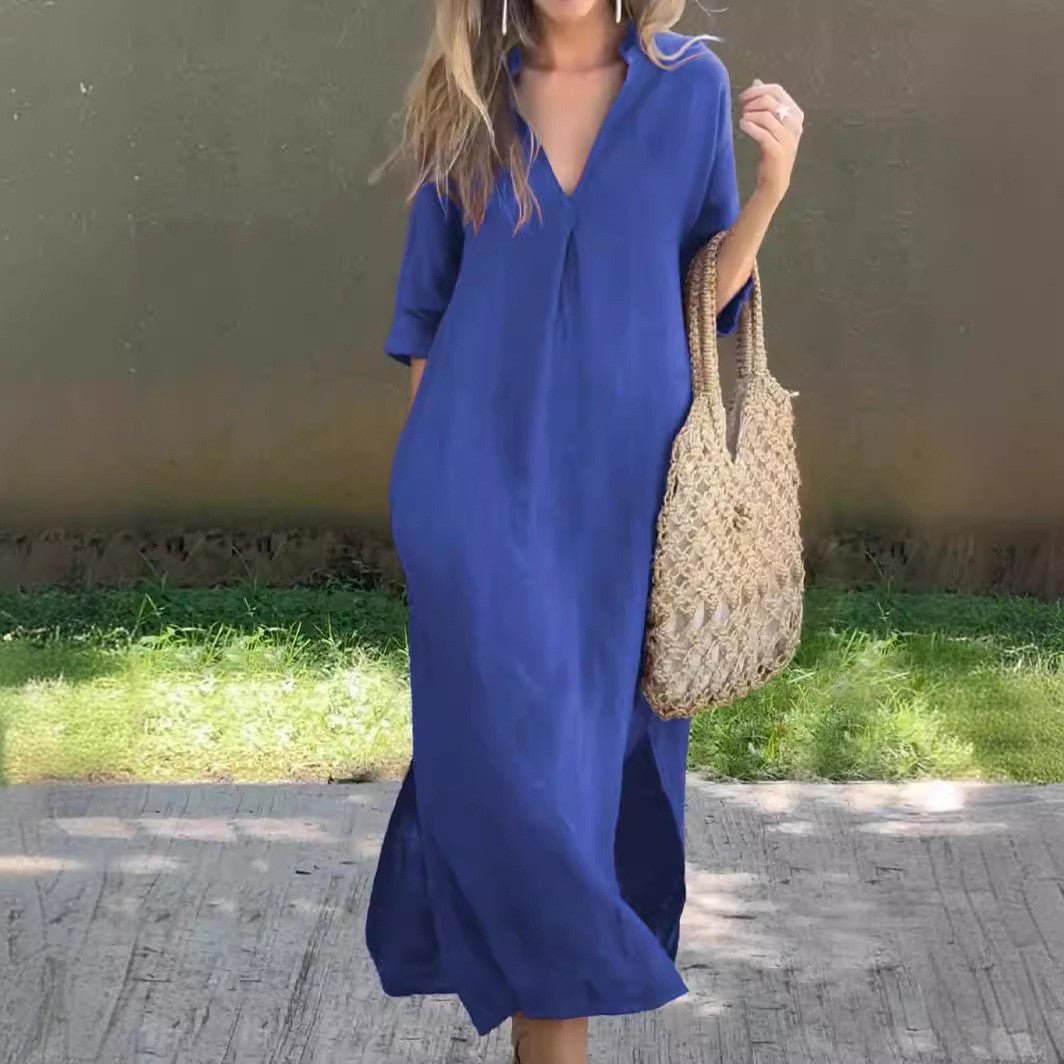 Robe d'été hippie pour femmes avec décolleté en V et manches larges Chic und Stil