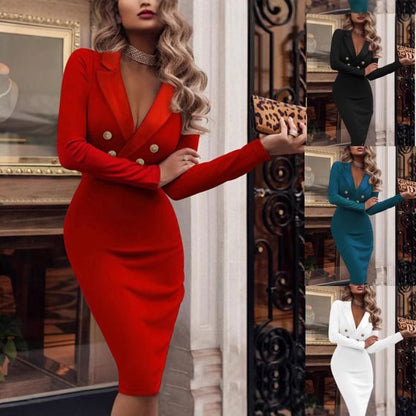 Robe blazer ajustée pour femmes avec fermeture à double bouton et design élégant Chic und Stil
