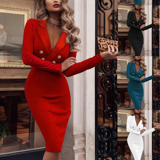 Robe blazer ajustée pour femmes avec fermeture à double bouton et design élégant Chic und Stil
