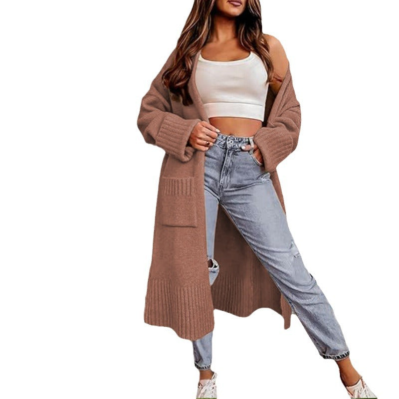 Dames Long Pull cardigan avec poches profondes et structure élégante Chic und Stil