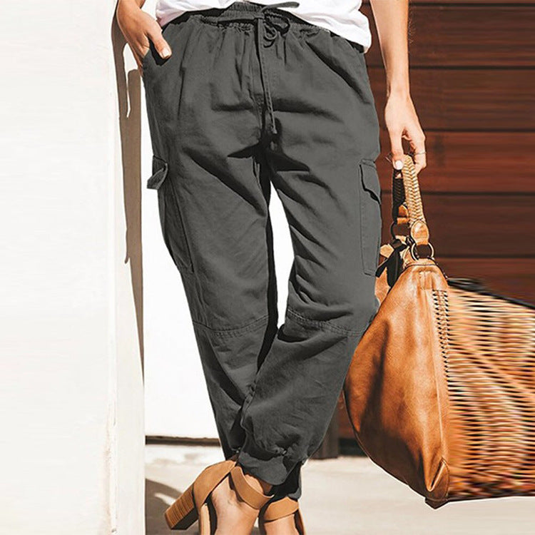 Pantalon cargo pour femme avec taille élastique et poches pratiques Chic und Stil