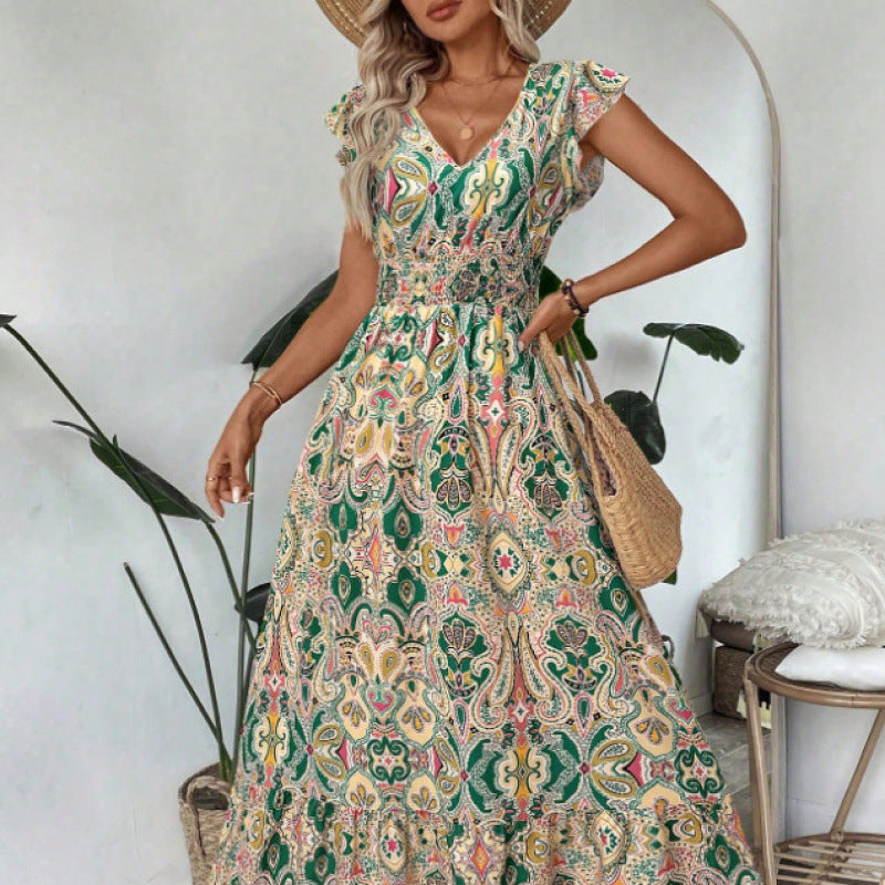 Robe maxi pour femmes au style bohème avec un motif vibrant Chic und Stil