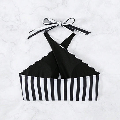 Dames Haut de bikini rayé à dos croisé Chic und Stil